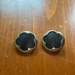 Bergére Black and Gold Clover Earrings Vintage